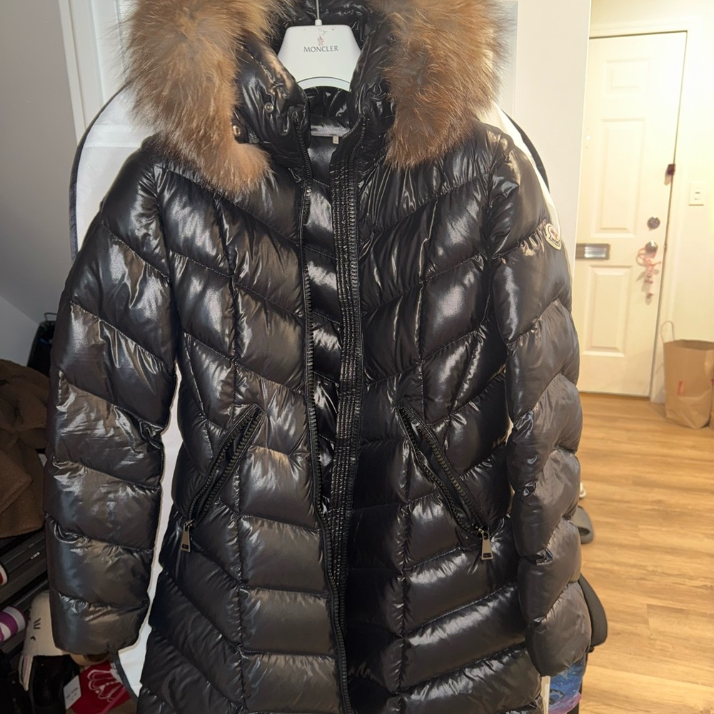 Moncler FULMARUS FAUX FUR-TRIMMED HOODED LONG DOWN JACKET